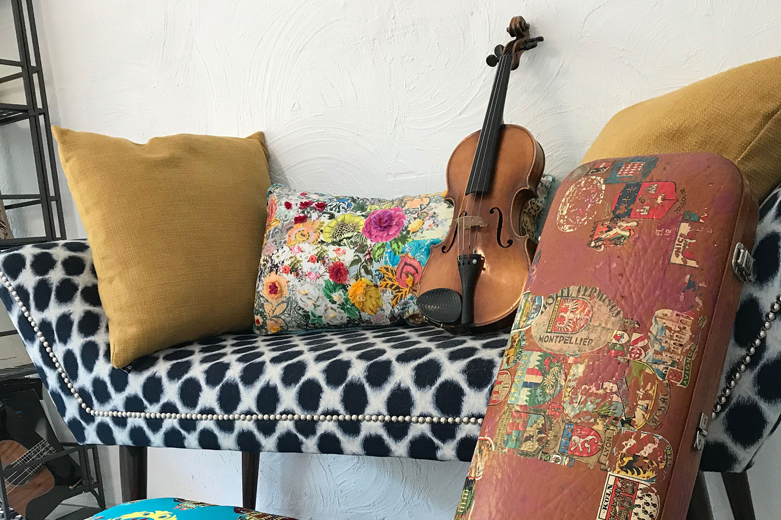 Old Violin and Case in Studio